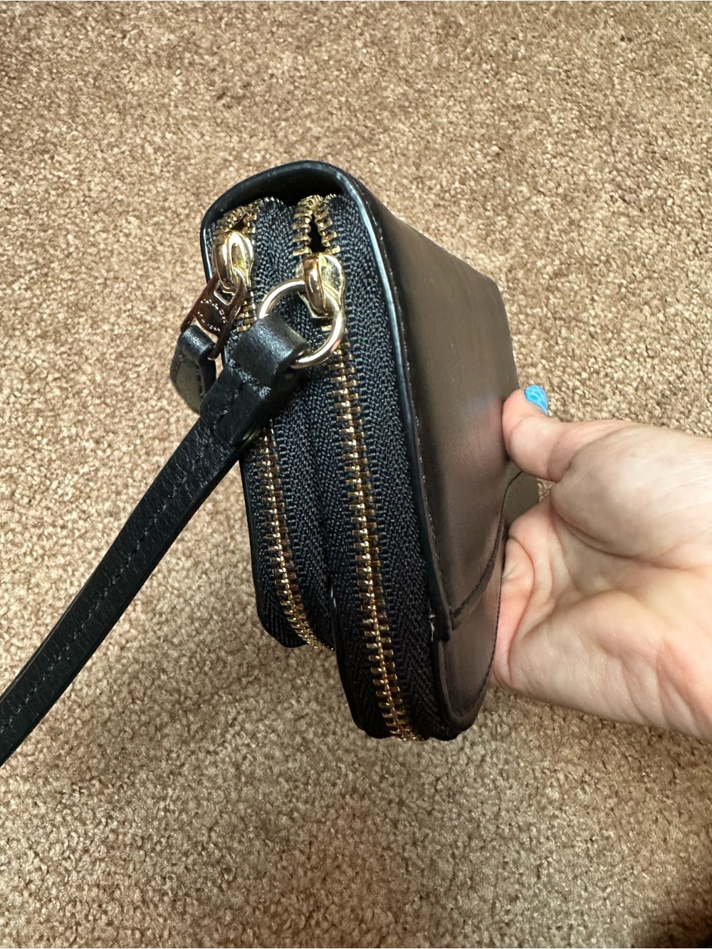Coach Black Leather Zip Around Wallet with Wristlet - Picture 6 of 10